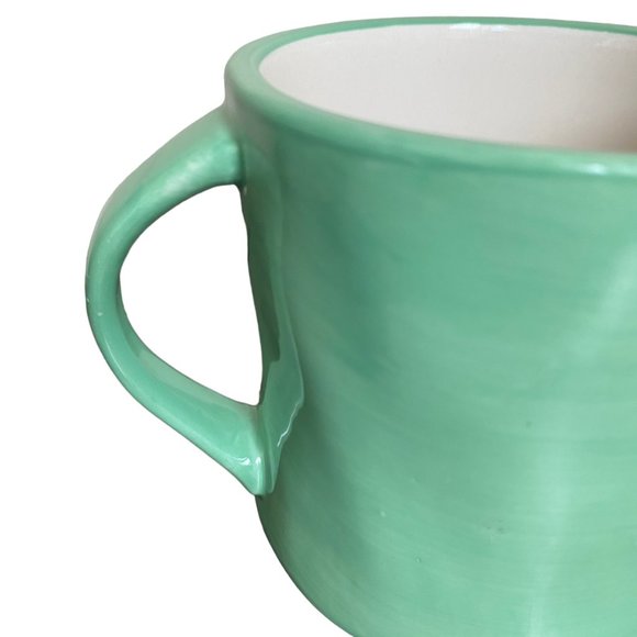Anthropologie Mia Colorway Haindpainted Letter M Monogram Initial Mug NWT Green - Picture 5 of 7